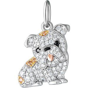 Sterling Gold Bulldog breed charm plated option cubic zirconia Necklace Jewelry